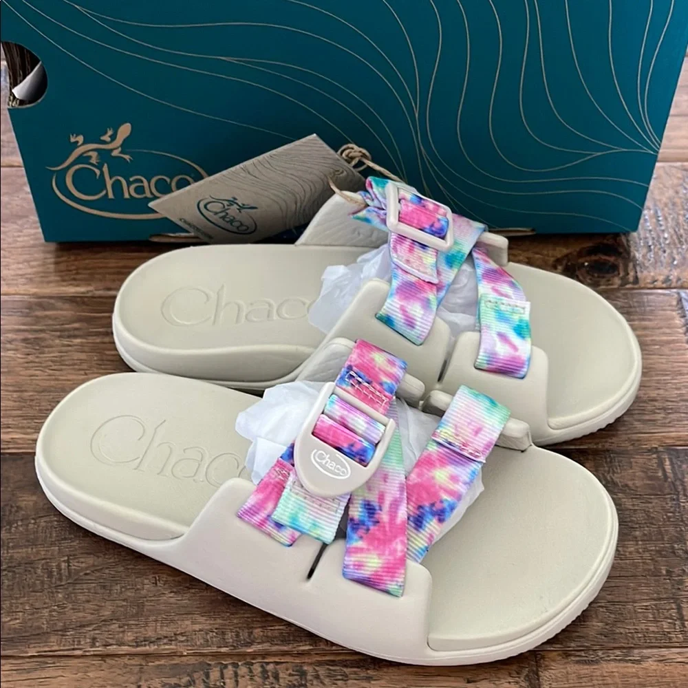 Chaco Kids Girls Chillos Slide Sandals Light Tie Dye Size 1